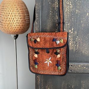 NEW 100% Wool Embroidered Crossbody Bag